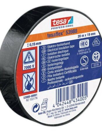 Elektriskā izolācijas lente tesaflex 53988, melna, 20 m x 19 mm