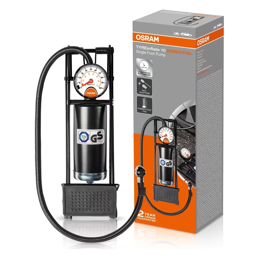Kāju pumpis riepām OSRAM TYREinflate 10 ESSENTIAL ar manometru OOFP10ESN OE OFP10ESN