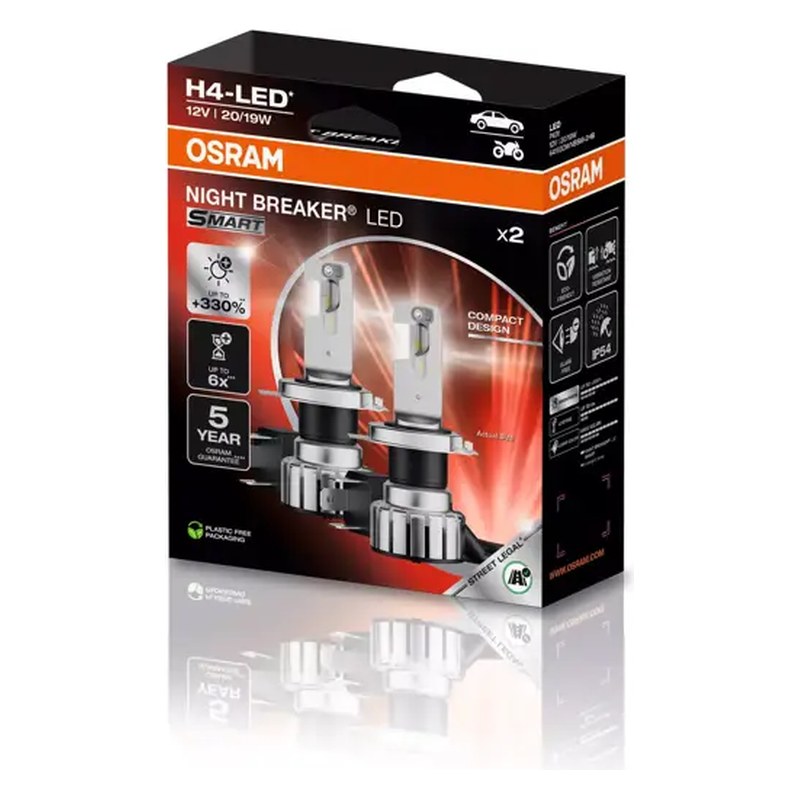 LED spuldžu pāris OSRAM NIGHT BREAKER LED SMART H4 12V