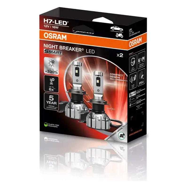 LED spuldžu pāris OSRAM NIGHT BREAKER LED SMART H7 12V