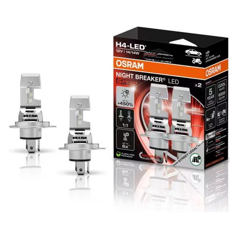LED spuldžu pāris OSRAM NIGHT BREAKER LED SPEED 450 H4 12V