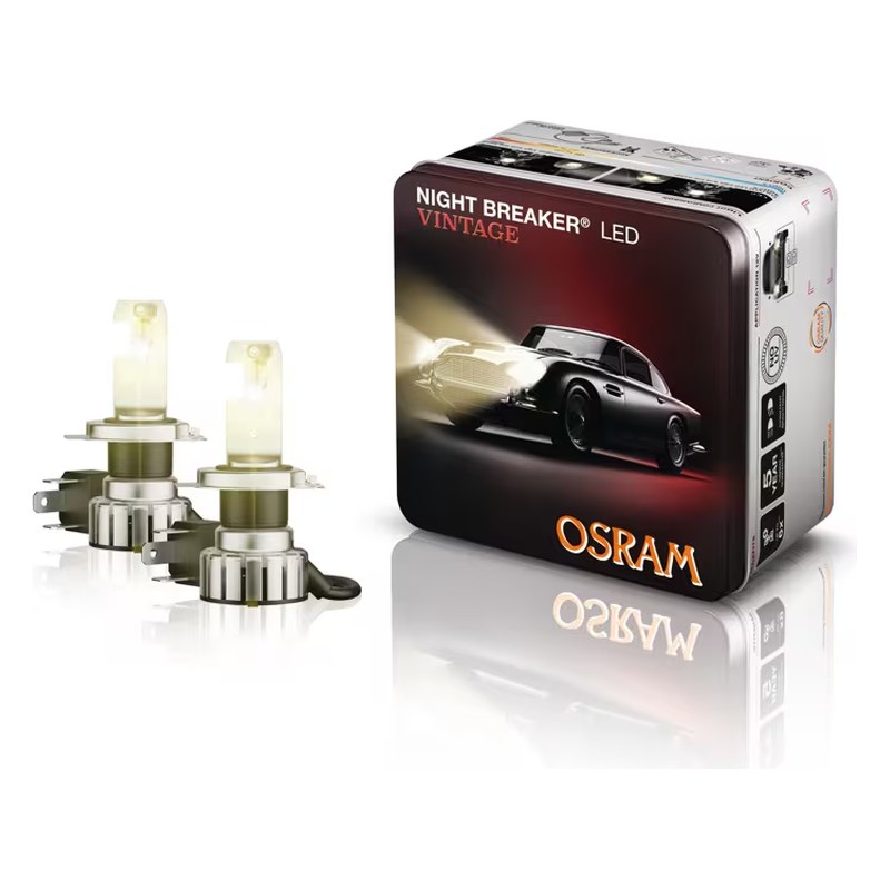 LED spuldžu pāris OSRAM NIGHT BREAKER LED VINTAGE H4 ar R2 adapteri O64193DWNBVNT-2M OE 64193DWNBVNT-2M