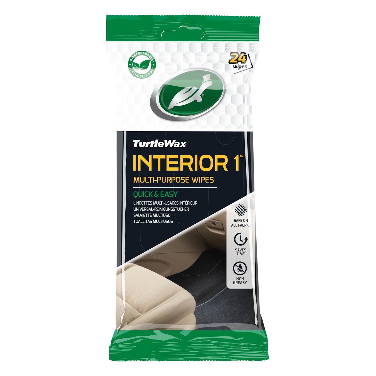 Mitrās salvetes auduma tīrīšanai Turtle Wax Interior 1 Wipes