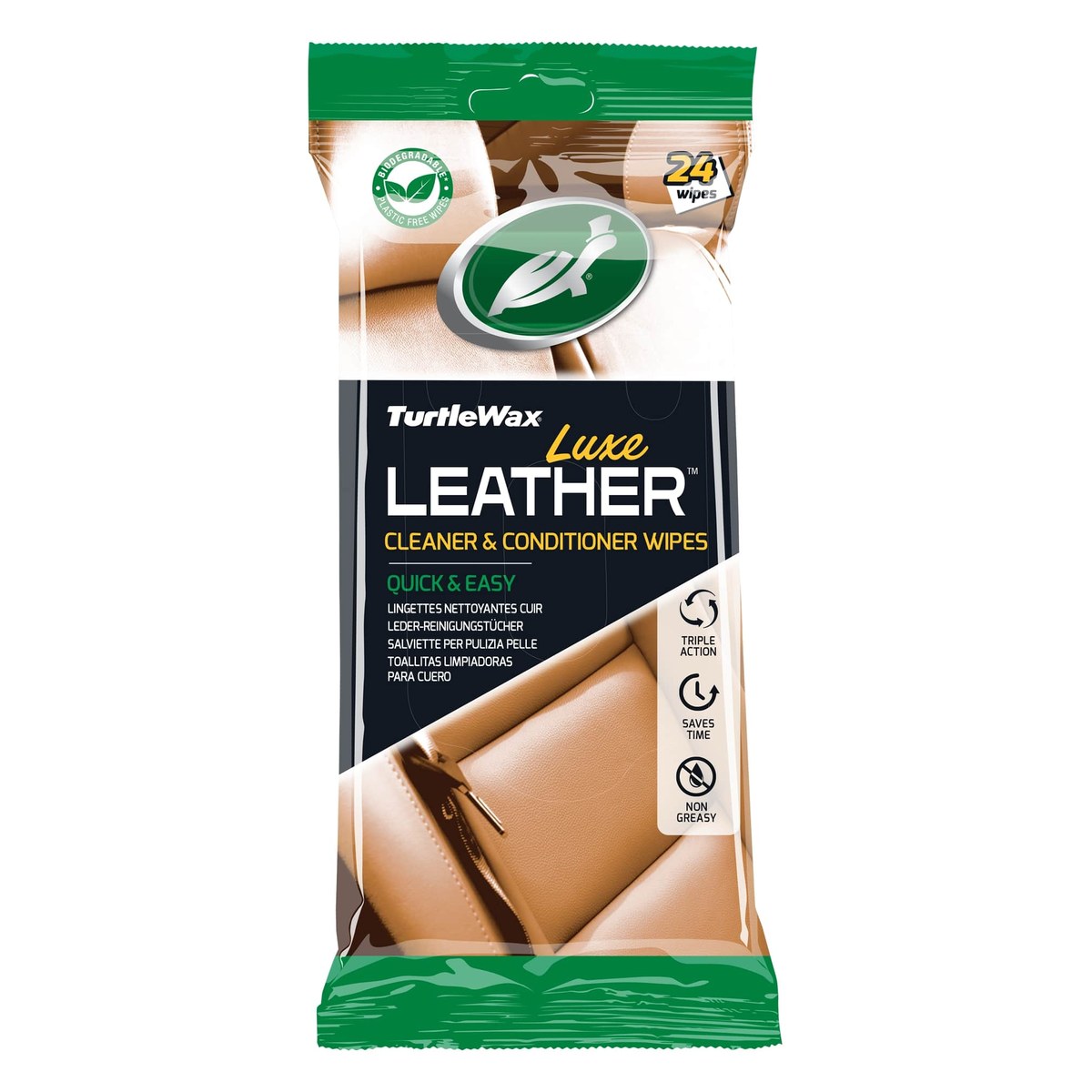Mitrās salvetes ādas kopšanai Turtle Wax Luxe Leather Wipes TW54097 OE TW54097
