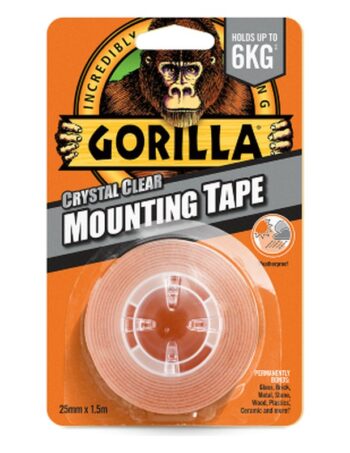 Montāžas līmlente Gorilla Crystal Clear Mounting Tape, caurspīdīga, 1,5 m