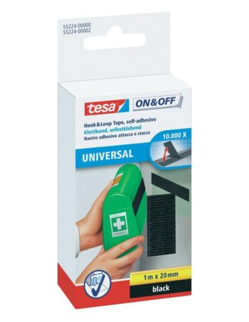 Pašlīmējoša līplente tesa ON&OFF Universal, melna, 1 m x 20 mm