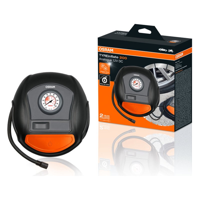 Riepu kompresors OSRAM TYREinflate 200, 12 V, ar analogo manometru OOTI200 OE OTI200