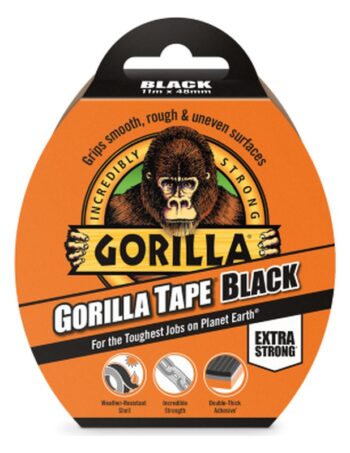Stipra līmlente Gorilla Tape Black, melna, 11 m x 48 mm