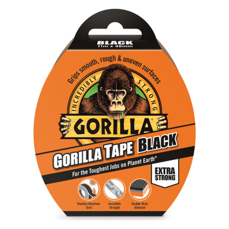 Stipra līmlente Gorilla Tape Black, melna, 11 m x 48 mm