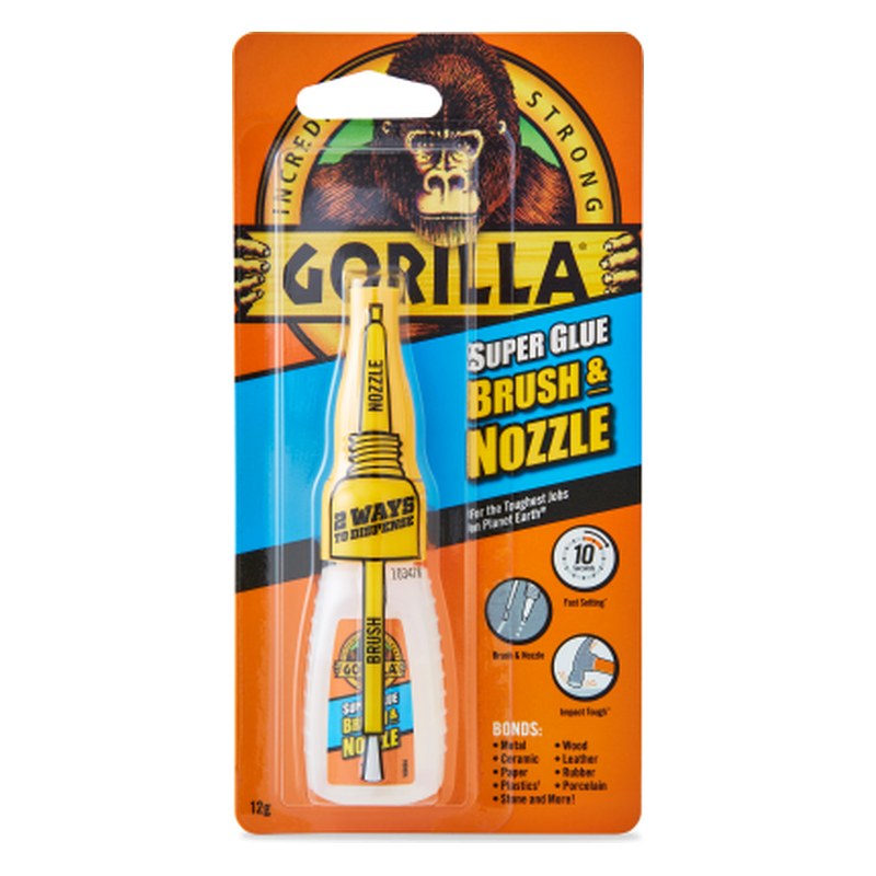 Superlīme Gorilla Super Glue Brush & Nozzle ar otiņu un uzgali, 12 g GOR4044501 OE Super Glue Brush & Nozzle