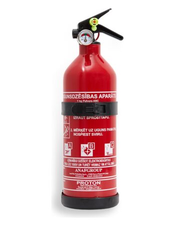 Ugunsdzēsības aparāts PROTON, 1 kg, pulvera ABC, ar manometru