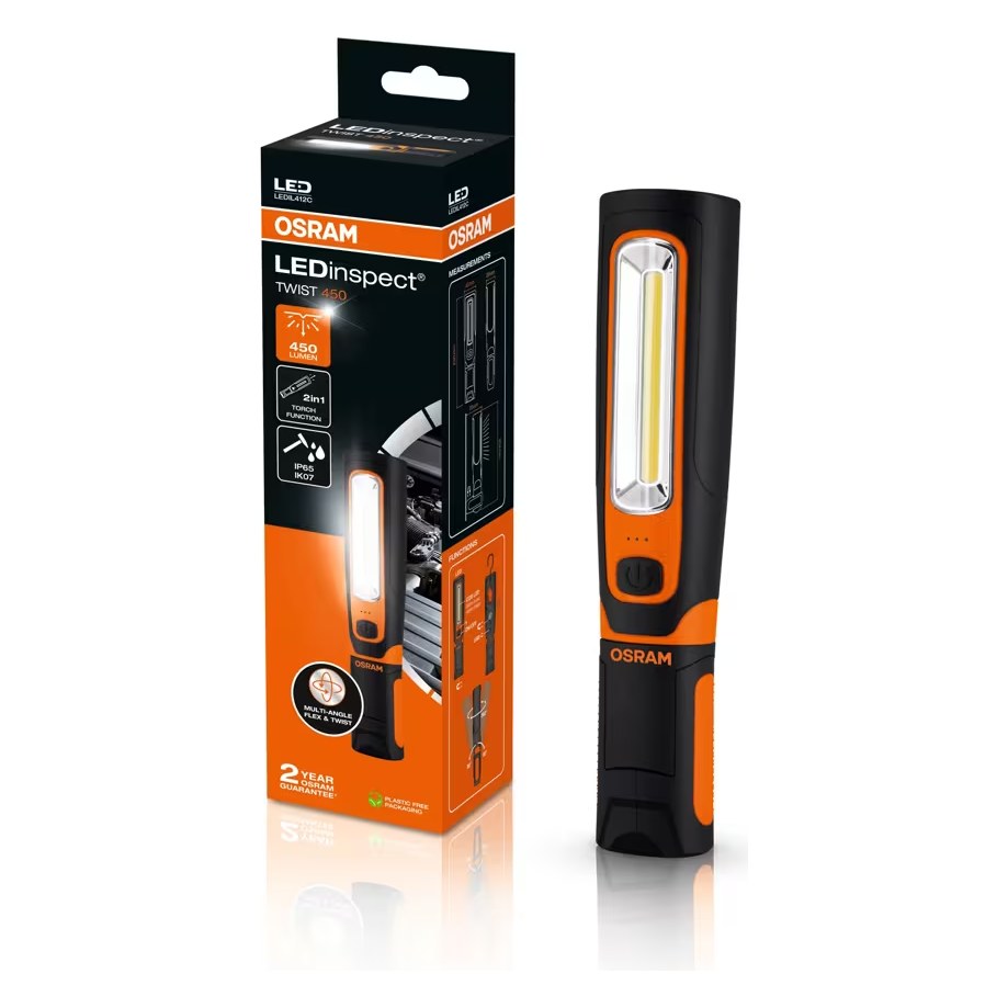 Uzlādējams LED inspekcijas lukturis OSRAM LEDinspect TWIST 450, 450 lm OLEDIL412C OE LEDIL412C