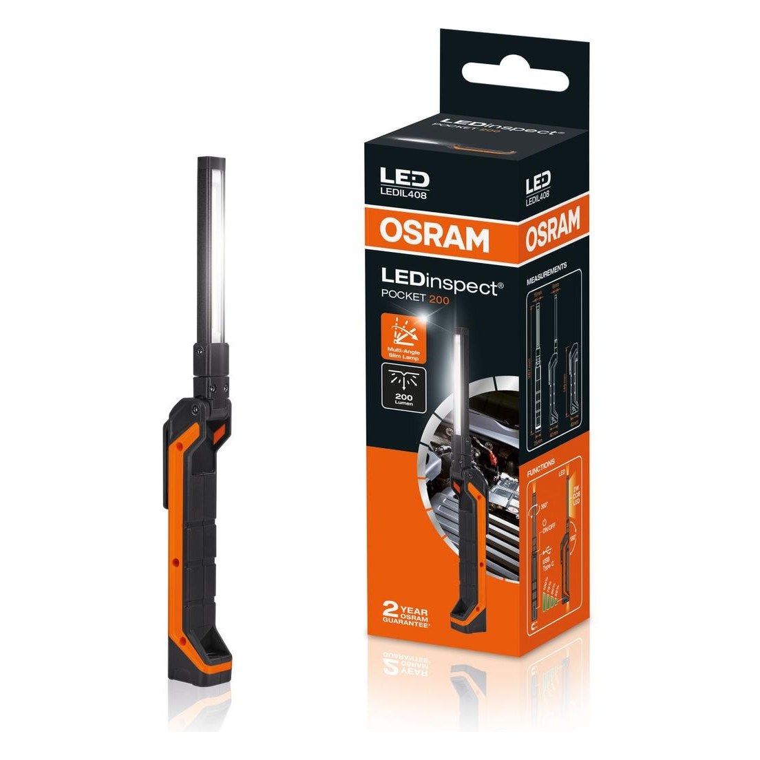 Uzlādējams LED kabatas lukturis OSRAM LEDinspect POCKET 200, saliekams OLEDIL408 OE LEDIL408