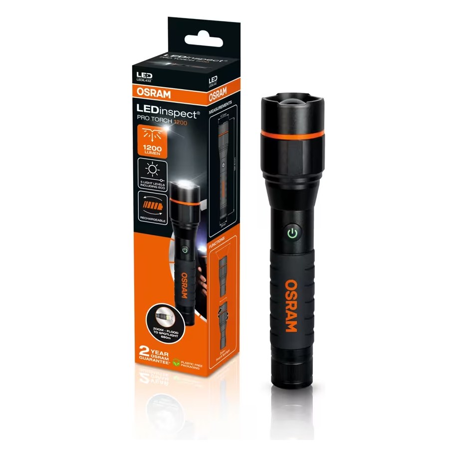 Uzlādējams LED rokas lukturis OSRAM LEDinspect PRO TORCH 1200, 1200 lm OLEDIL432 OE LEDIL432
