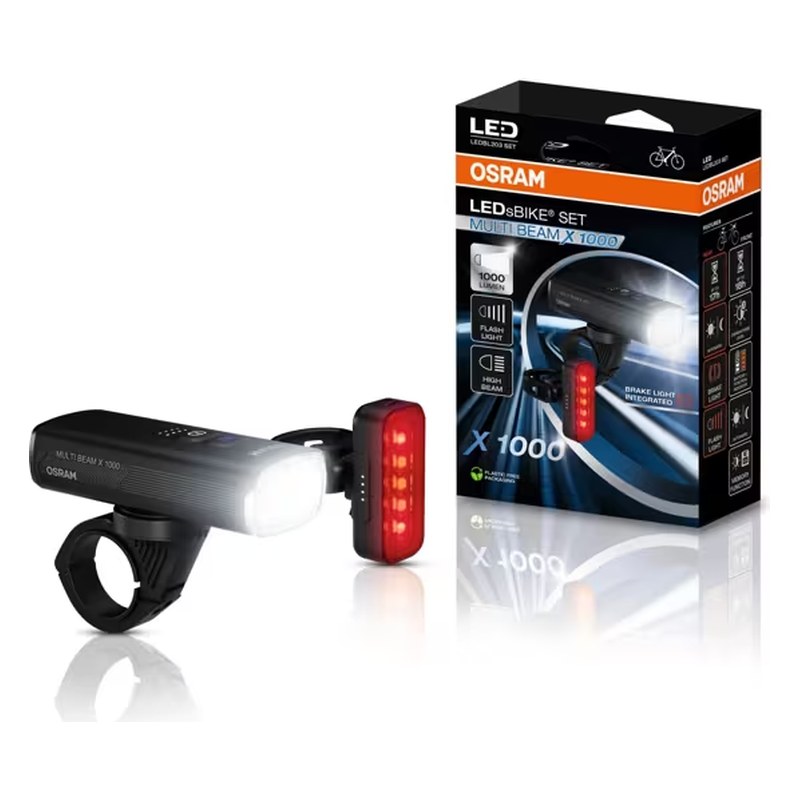 Velosipēda lukturu komplekts OSRAM LEDsBIKE MULTI BEAM X 1000, 1000 lm OLEDBL203 OE LEDBL203