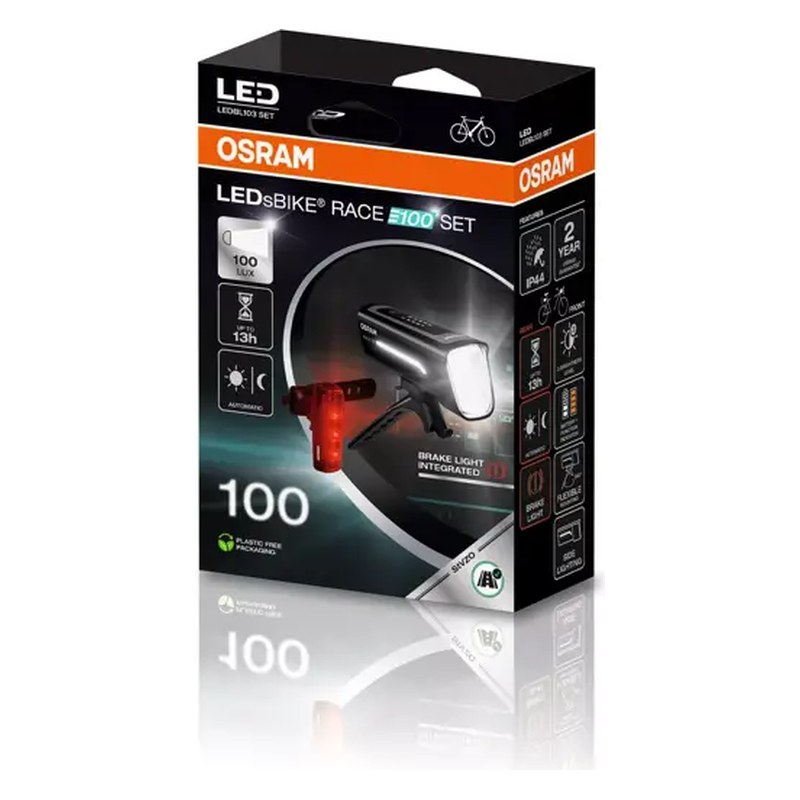 Velosipēda lukturu komplekts OSRAM LEDsBIKE RACE 100, StVZO, 100 lux OLEDBL103 OE LEDBL103